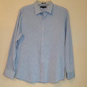 Marc Anthony Light Blue Pinstripe‎ Dress Shirt Men's Slim Fit XL